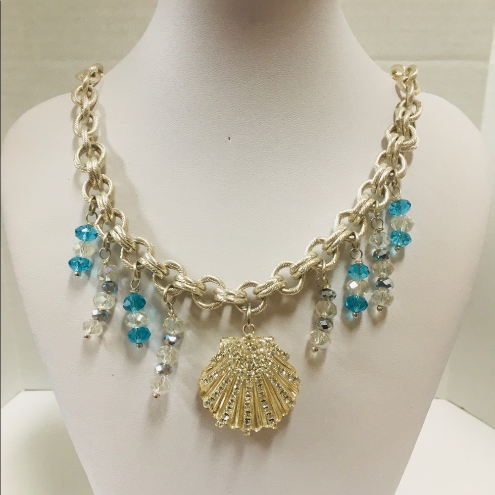 Silver Plate Necklace with Seashell Pendant